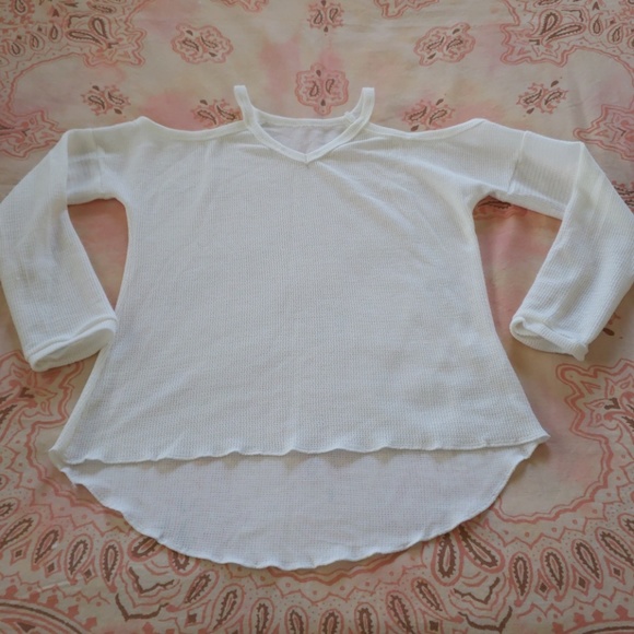 Tops - White Off Shoulder Top. Cold Shoulder